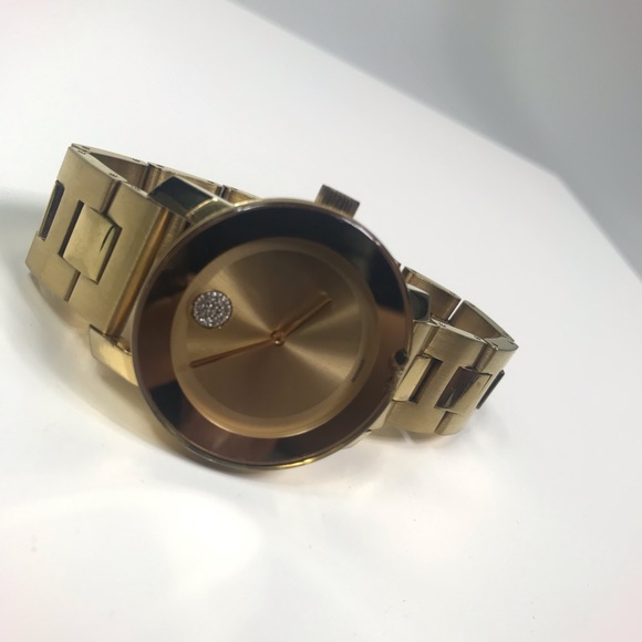 Gold Movado Bold With K1 Crystal Dot Ring - Picture 2 of 7